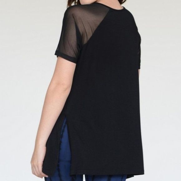 Athleisure Side Slit Mesh Sleeve Top - Picture 3 of 4